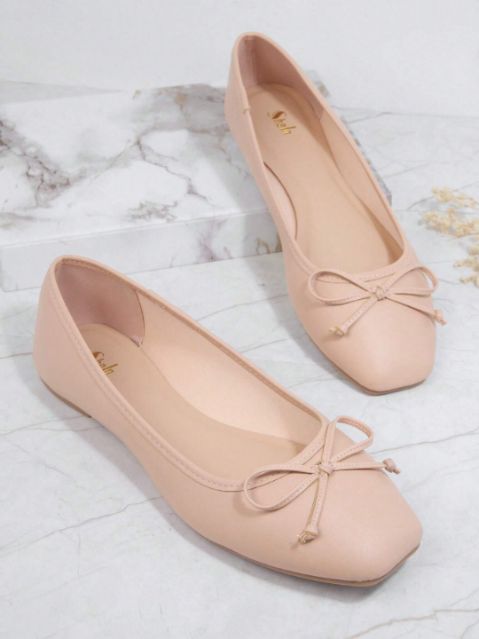 Round Toe PU Ballet Flats