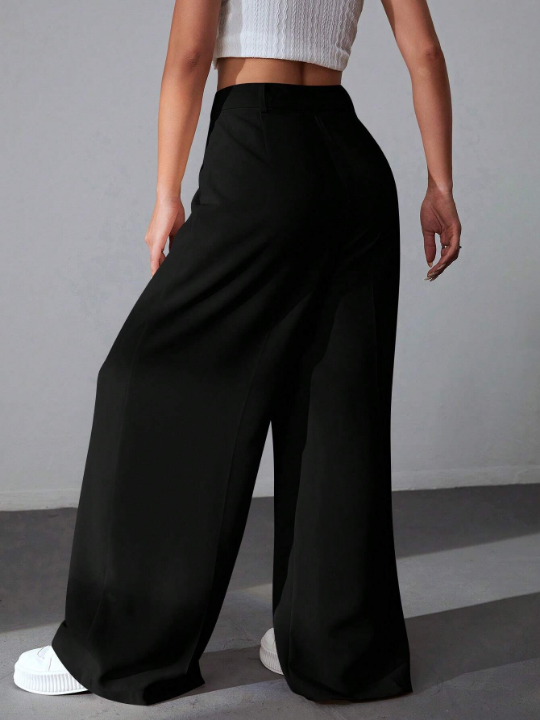 EZwear Solid Wide Leg Dress Pants