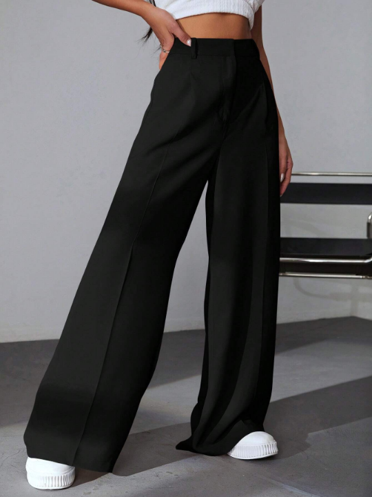 EZwear Solid Wide Leg Dress Pants