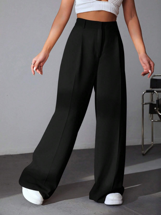 EZwear Solid Wide Leg Dress Pants