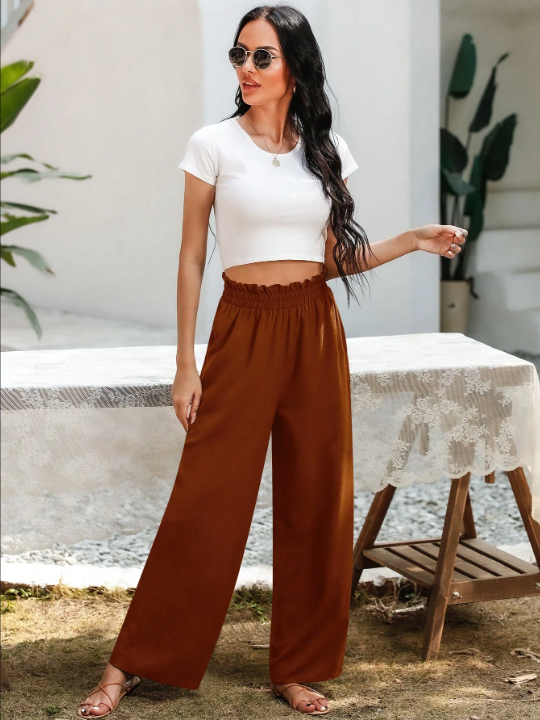 LUNE Paperbag Waist Wide Leg Pants