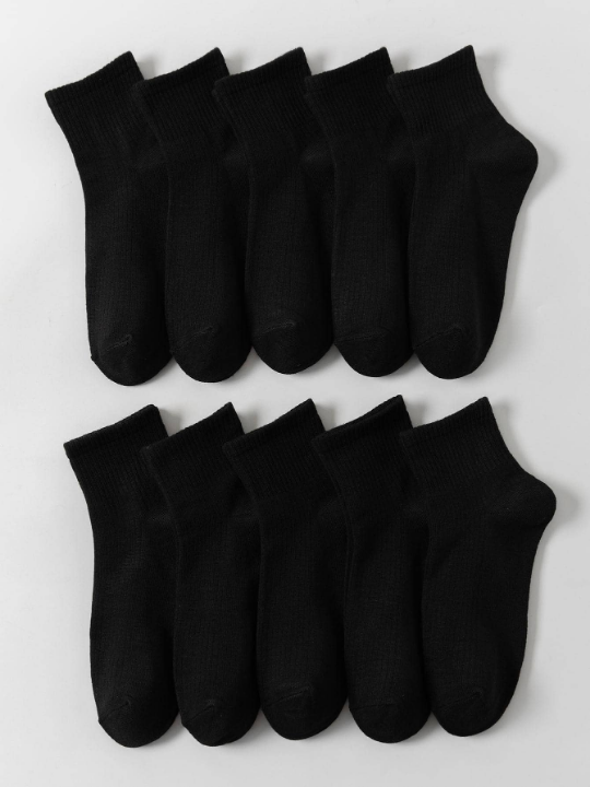 10pairs Solid Crew Socks