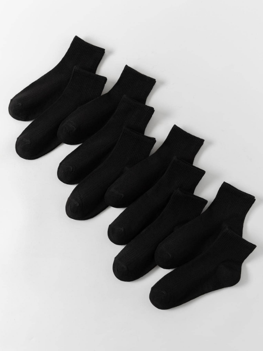 10pairs Solid Crew Socks