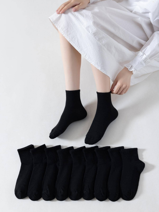 10pairs Solid Crew Socks