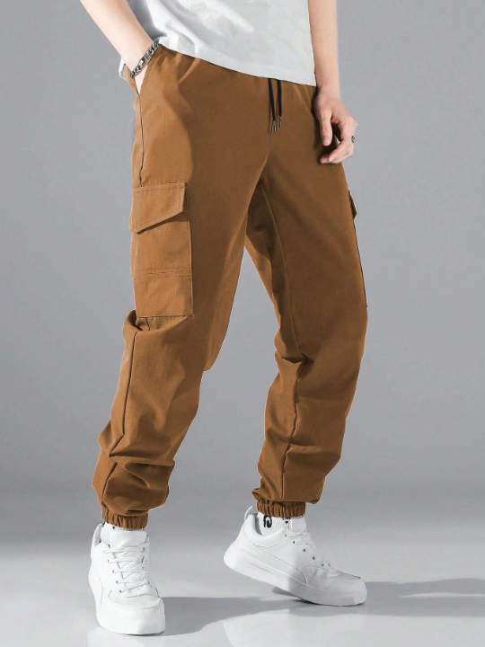 Manfinity Hypemode Men Flap Pocket Side Drawstring Waist Cargo Pants