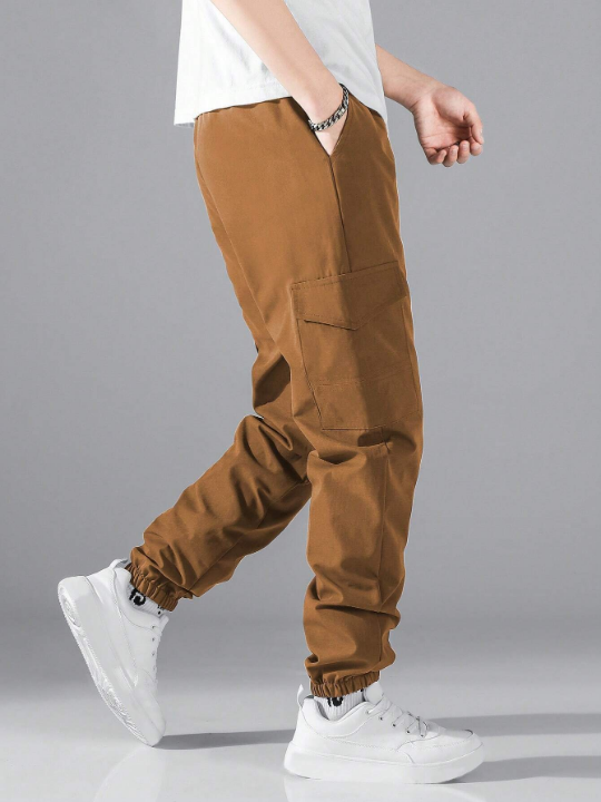 Manfinity Hypemode Men Flap Pocket Side Drawstring Waist Cargo Pants