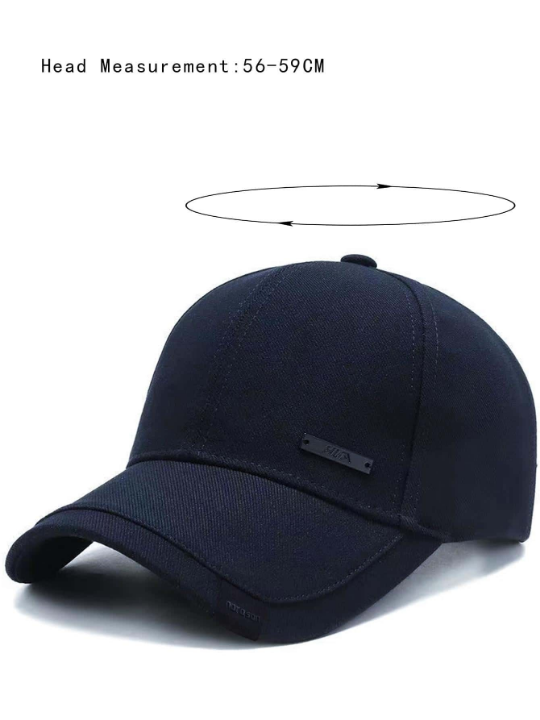 1pc Men Label Decor Adjustable Casual Baseball Cap For Daily Life