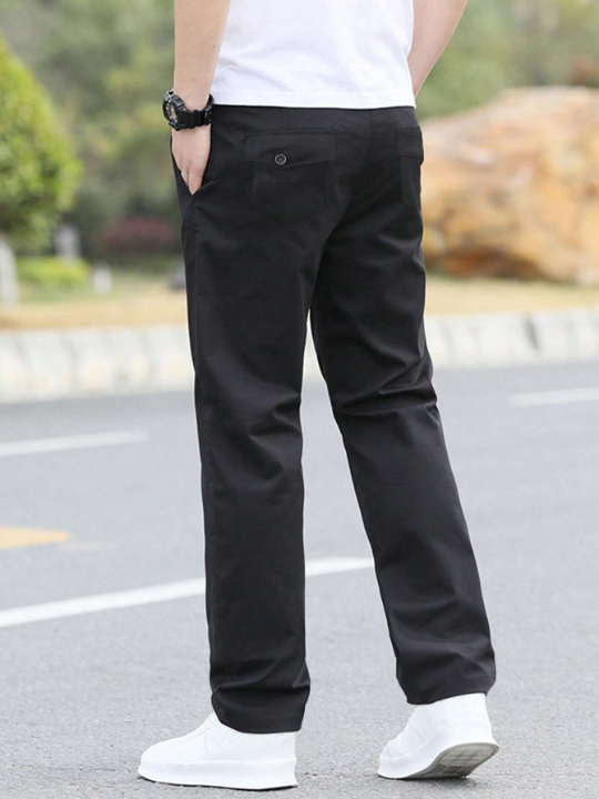 Manfinity Homme Loose Fit Men's Solid Color Straight Leg Pants