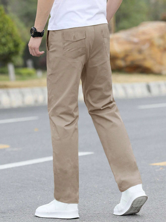 Manfinity Homme Loose Fit Men's Solid Color Straight Leg Pants