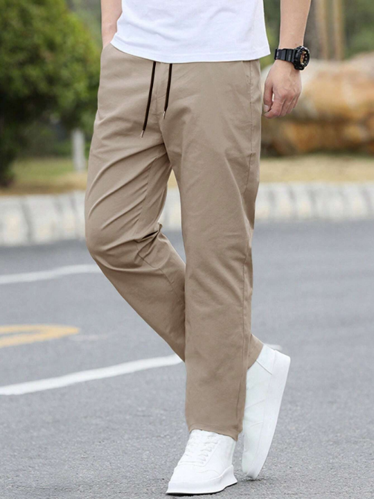 Manfinity Homme Loose Fit Men's Solid Color Straight Leg Pants