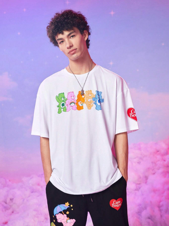 ROMWE X Care Bears Men Bear Letter Graphic Tee