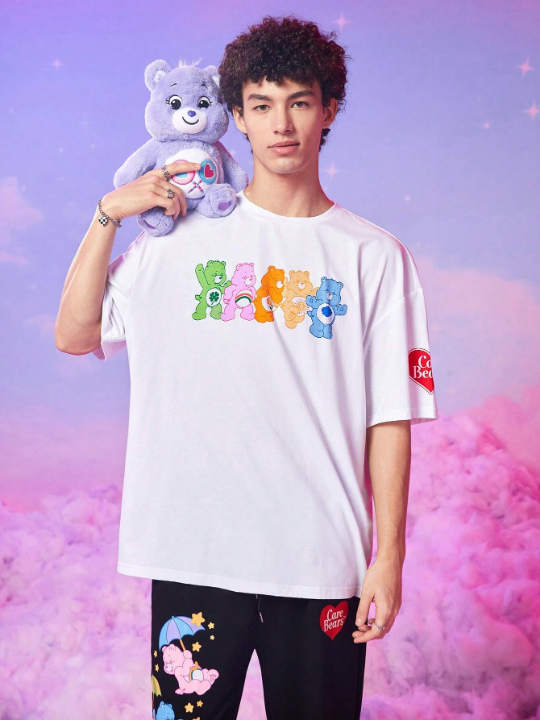 ROMWE X Care Bears Men Bear Letter Graphic Tee