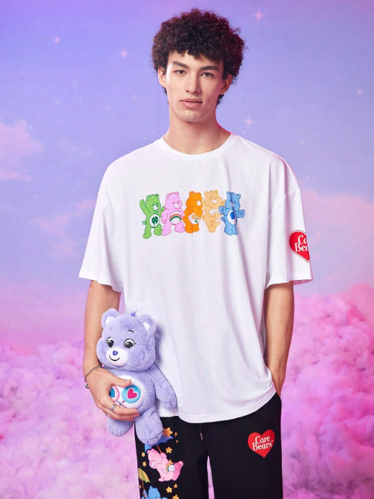 ROMWE X Care Bears Men Bear Letter Graphic Tee