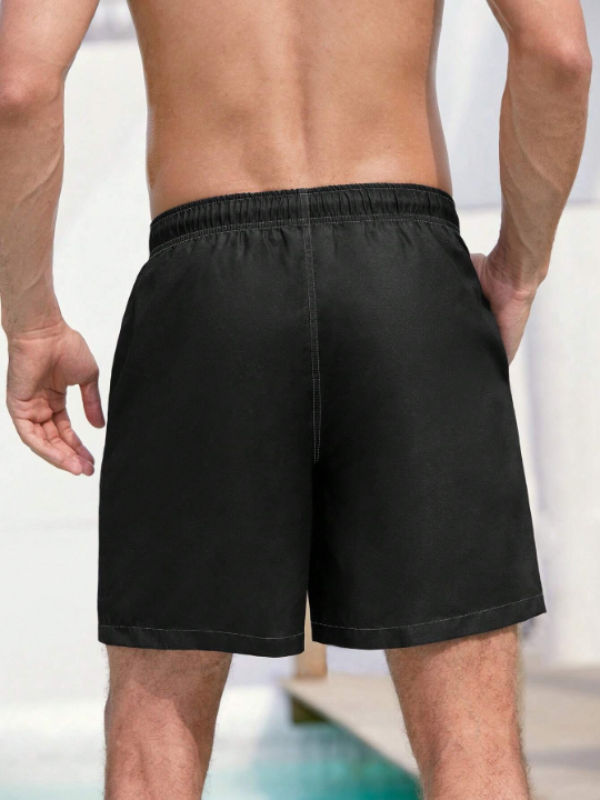 Manfinity Men Contrast Panel Drawstring Waist Swim Trunks