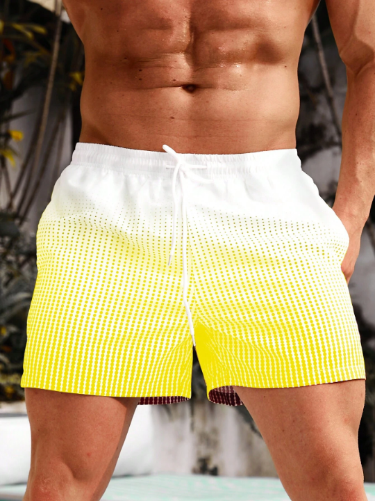 Manfinity Swimmode Men Polka Dot Print Drawstring Waist Swim Trunks