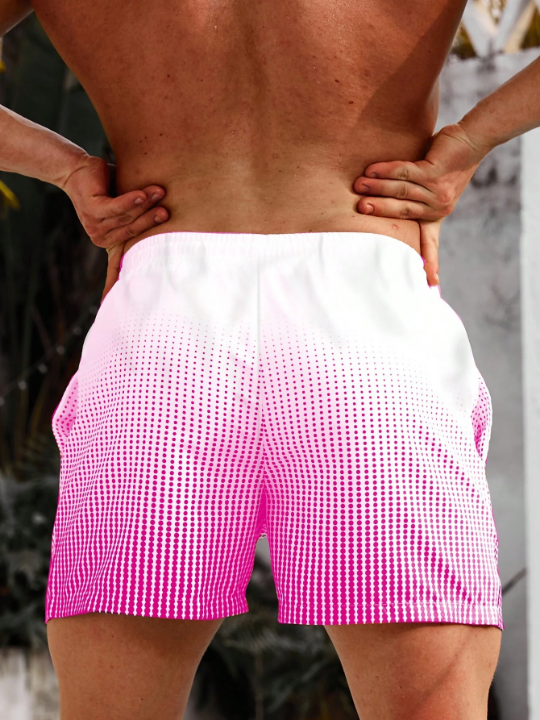 Manfinity Swimmode Men Ombre Polka Dot Print Drawstring Waist Swim Trunks