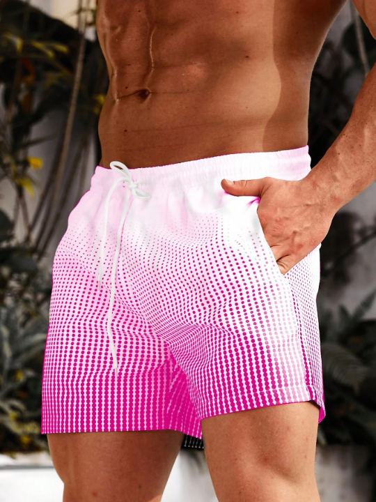 Manfinity Swimmode Men Ombre Polka Dot Print Drawstring Waist Swim Trunks