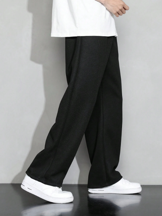 Men Drawstring Waist Straight Leg Pants