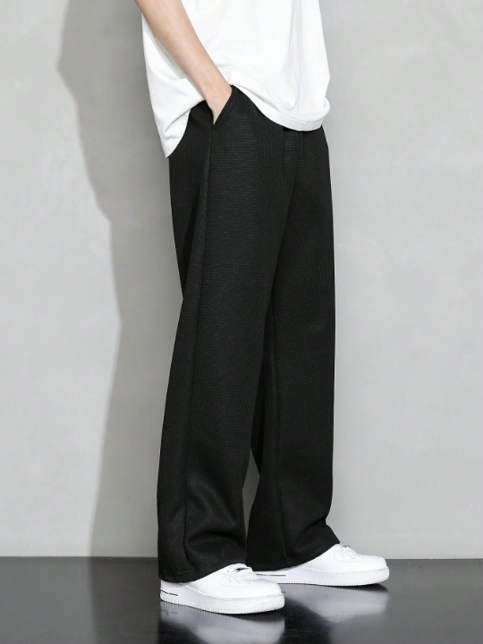 Men Drawstring Waist Straight Leg Pants