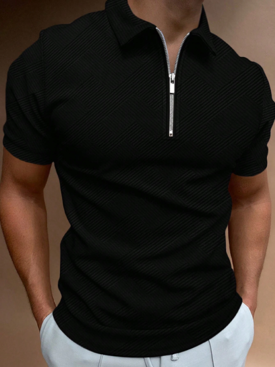 Manfinity Homme Men Quarter Zipper Polo Shirt