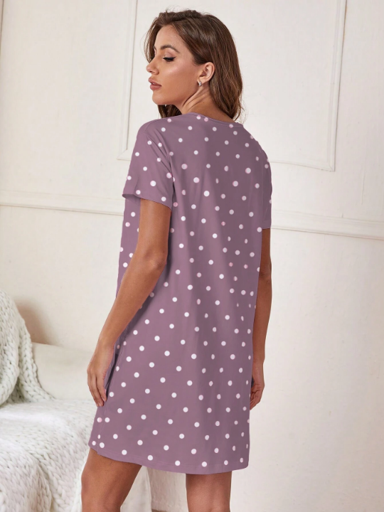 Slogan & Polka Dot Print Nightdress