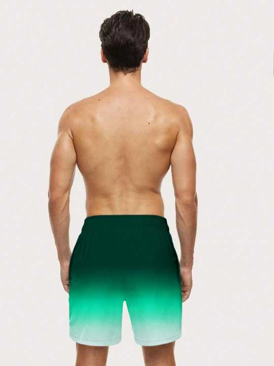 Manfinity Swimmode Men Ombre Drawstring Waist Swim Trunks