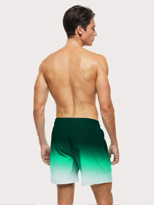 Manfinity Swimmode Men Ombre Drawstring Waist Swim Trunks