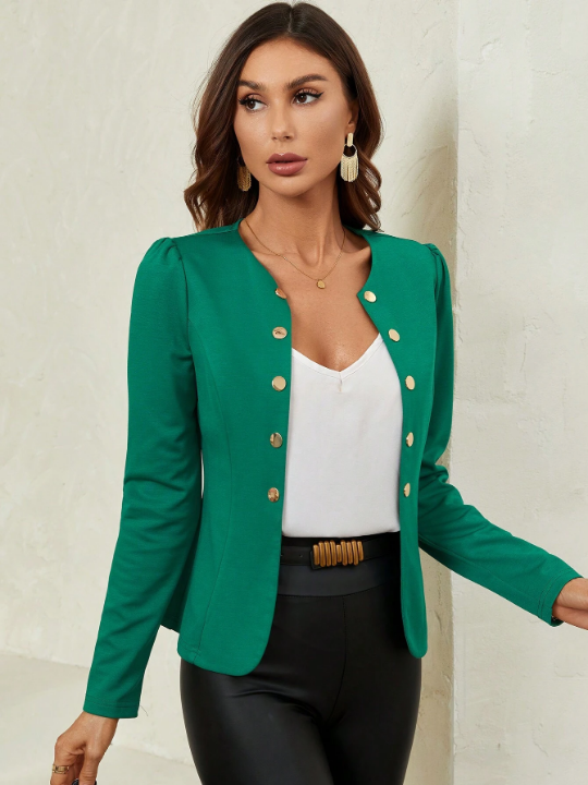 Clasi Solid Button Front Jacket