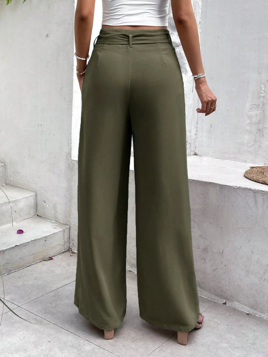 Frenchy Paperbag Waist Belted Wide Leg Pants