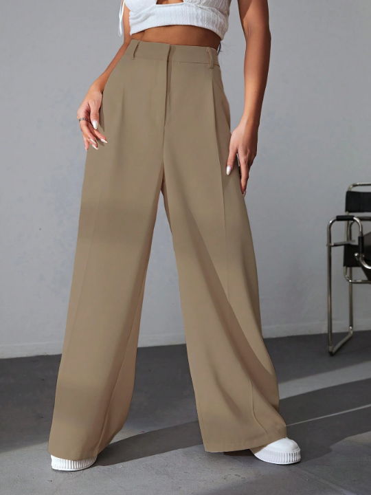 EZwear Solid Wide Leg Pants