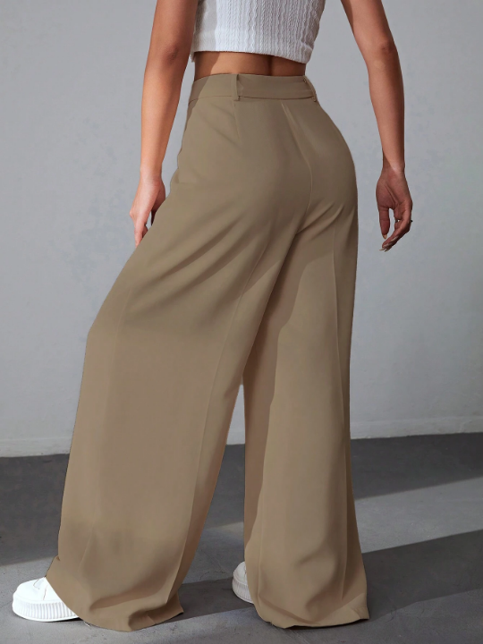 EZwear Solid Wide Leg Pants