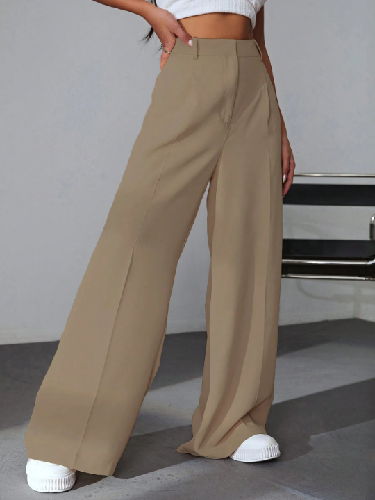 EZwear Solid Wide Leg Pants