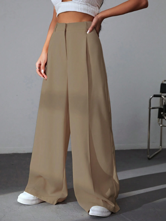 EZwear Solid Wide Leg Pants