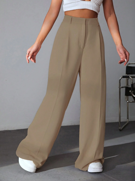 EZwear Solid Wide Leg Pants