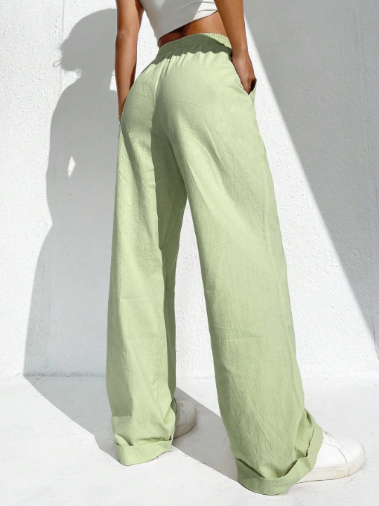 EZwear Solid Wide Leg Pants