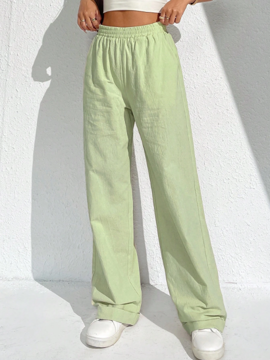 EZwear Solid Wide Leg Pants