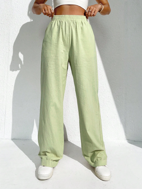 EZwear Solid Wide Leg Pants