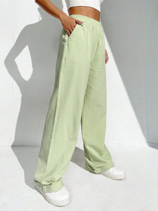 EZwear Solid Wide Leg Pants