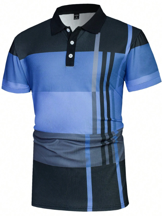 Manfinity Homme Men Striped Print Colorblock Polo Shirt