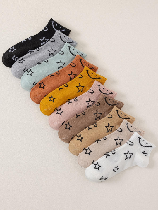 10pairs Star Pattern Ankle Socks