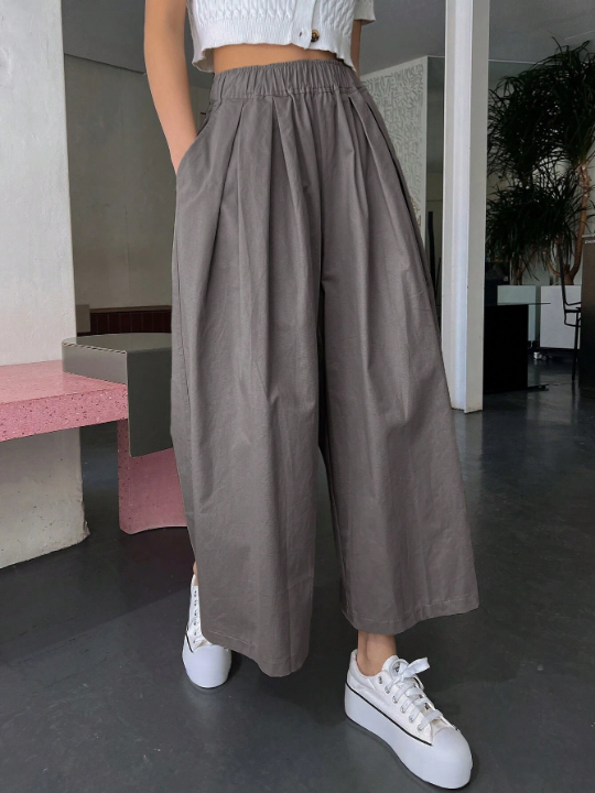 DAZY Solid Slant Pocket Wide Leg Pants