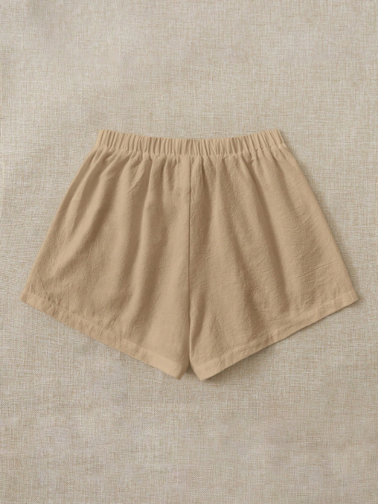 EZwear Tie Waist Slant Pocket Shorts