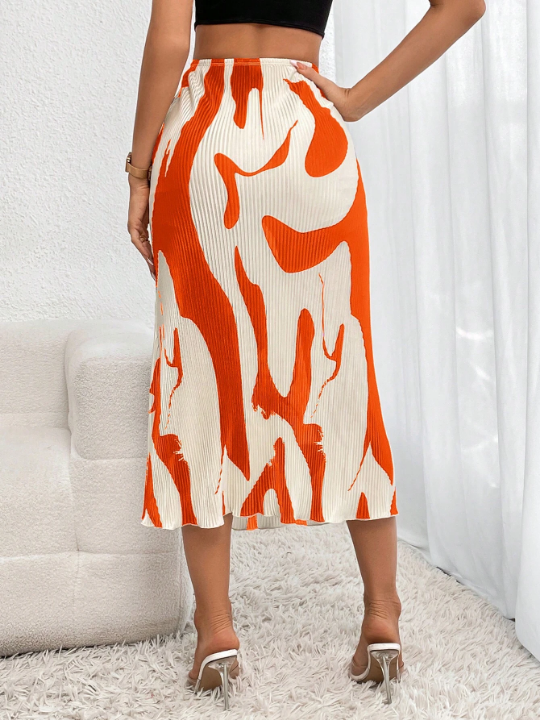 Privé Graphic Print High Waist Mermaid Hem Skirt