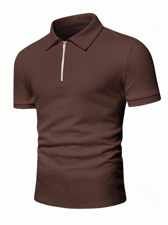 Manfinity Homme Men Quarter Zip Polo Shirt