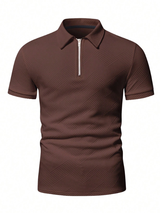 Manfinity Homme Men Quarter Zip Polo Shirt