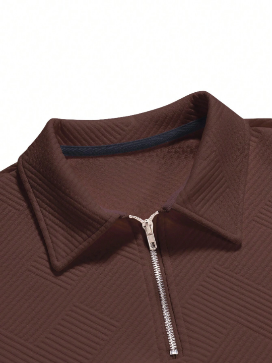 Manfinity Homme Men Quarter Zip Polo Shirt