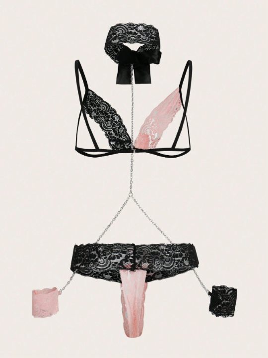 Floral Lace Cut-out Lingerie Set With Choker