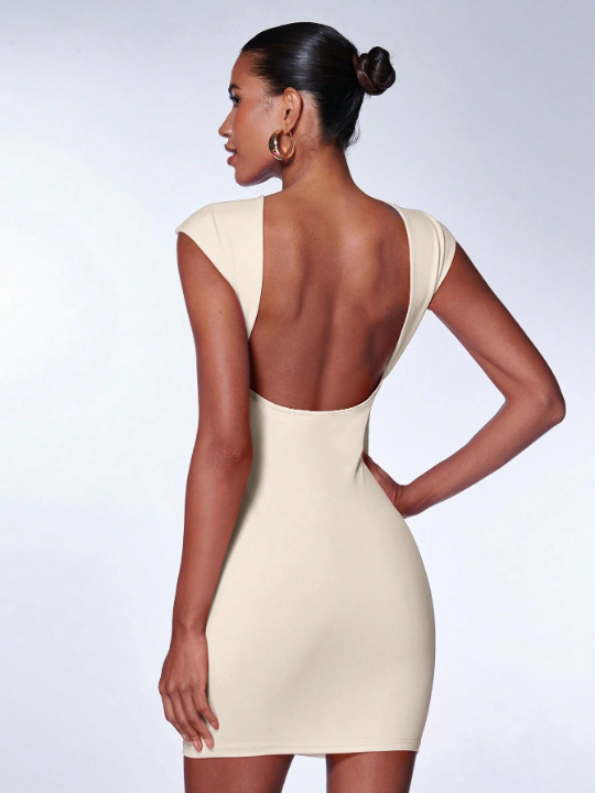 BAE Solid Backless Bodycon Dress