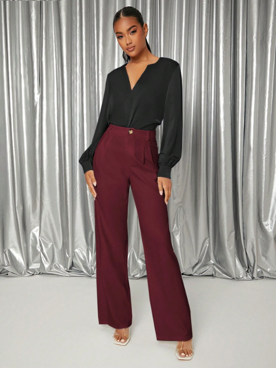 Priv Solid Fold Pleated Pants