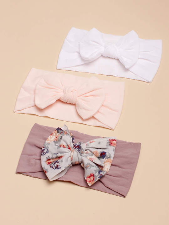 3pcs Baby Bow Decor Hair Band For Spring